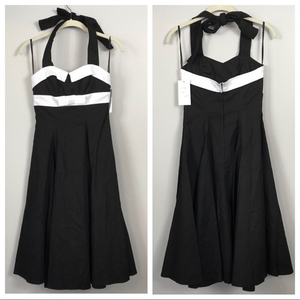 Unique Vintage Tuxedo Halter Black Dress
